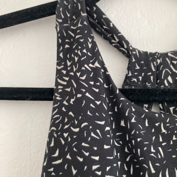 PRANA Exercise Dress Midi Halter Back Black Spotted Workout Hiking Walking Small - Picture 3 of 9